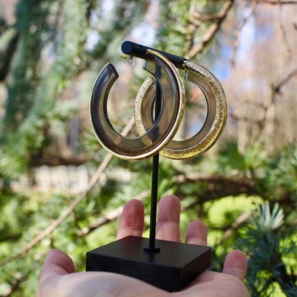 ANTHRO x BaubleBar Gold Clear Thick Hoops Earrings - Picture 5 of 12